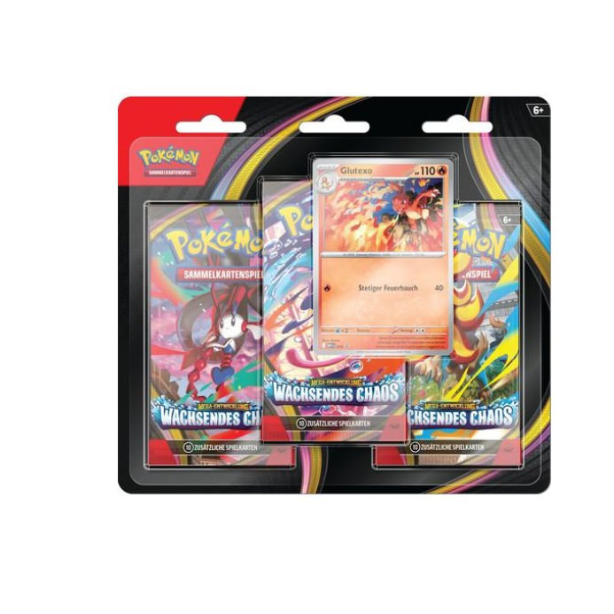 Pokemom ME04 Wachsendes Chaos 3er Blister Glutexo (DE)