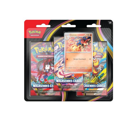 Pokemom ME04 Wachsendes Chaos 3er Blister Glutexo (DE)