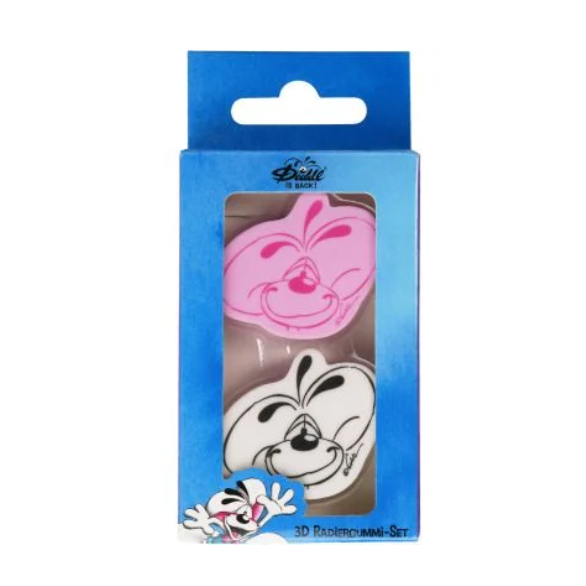 Diddl Radiergummi 3D Set - 2er Set, weiß und rosa