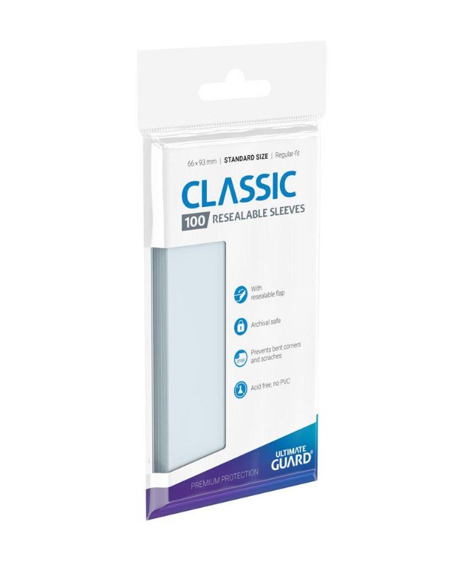 Ultimate Guard Classic Sleeves wiederverschließbar Standard Size Transparent (100) - Charicards Inh. Christian Jandt